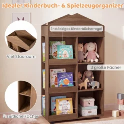 Montessori Kinderregal 116cm Bücherregal Kinder Holz & Spielzeugaufbewahrung Natur