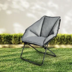 Moon Chair Gepolsterte Klappstuhl Campingstuhl Mondstuhl faltbar Klappsessel 85 x 78 x 87 cm Grau
