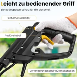 Motorhacke elektrisch 750W | Arbeitsbreite 32 cm | Arbeitstiefe 22 cm | 380 U/min Elektro Bodenhacke mit Schutzschalter 32,5 x 24 x 138 cm Gelb