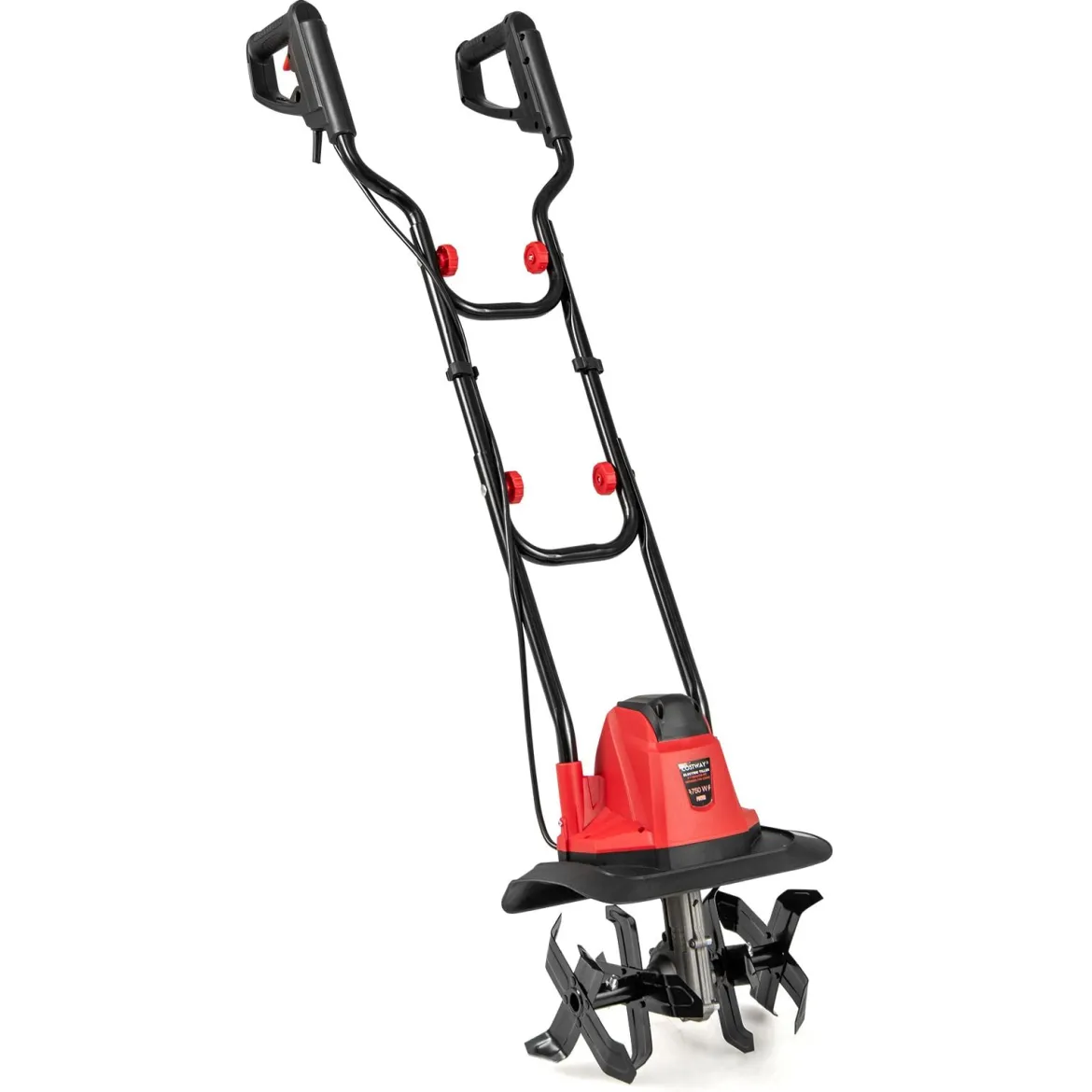 Motorhacke elektrisch 750W | Arbeitsbreite 32 cm | Arbeitstiefe 22 cm | 380 U/min Elektro Bodenhacke mit Schutzschalter & Handgriff 32,5 x 24 x 138 cm Rot