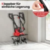 Motorhacke elektrisch 1200W | Arbeitsbreite 36 cm | Arbeitstiefe 22 cm | 380 U/min klappbarer Gartenfräse 36,5 x 24 x 138 cm Rot