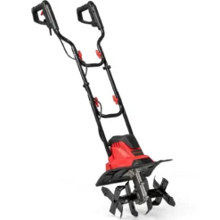 Motorhacke elektrisch 1200W | Arbeitsbreite 36 cm | Arbeitstiefe 22 cm | 380 U/min klappbarer Gartenfräse 36,5 x 24 x 138 cm Rot