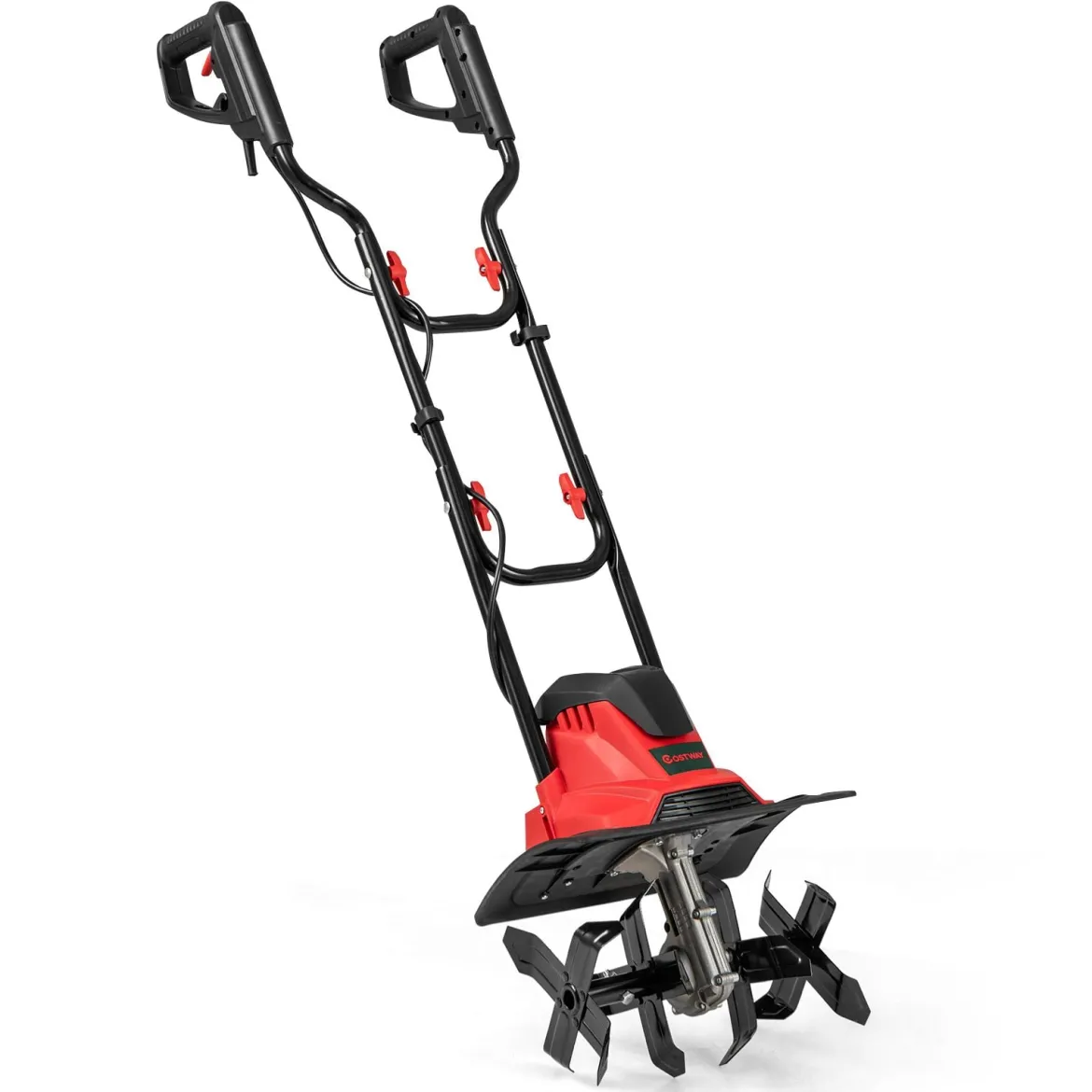 Motorhacke elektrisch 1200W | Arbeitsbreite 36 cm | Arbeitstiefe 22 cm | 380 U/min klappbarer Gartenfräse 36,5 x 24 x 138 cm Rot