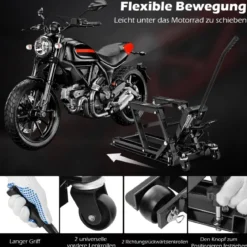 Motorrad Hebebühne bis zu 680kg 3-stufig Höhenverstellbarer Hydraulischer Motorradheber