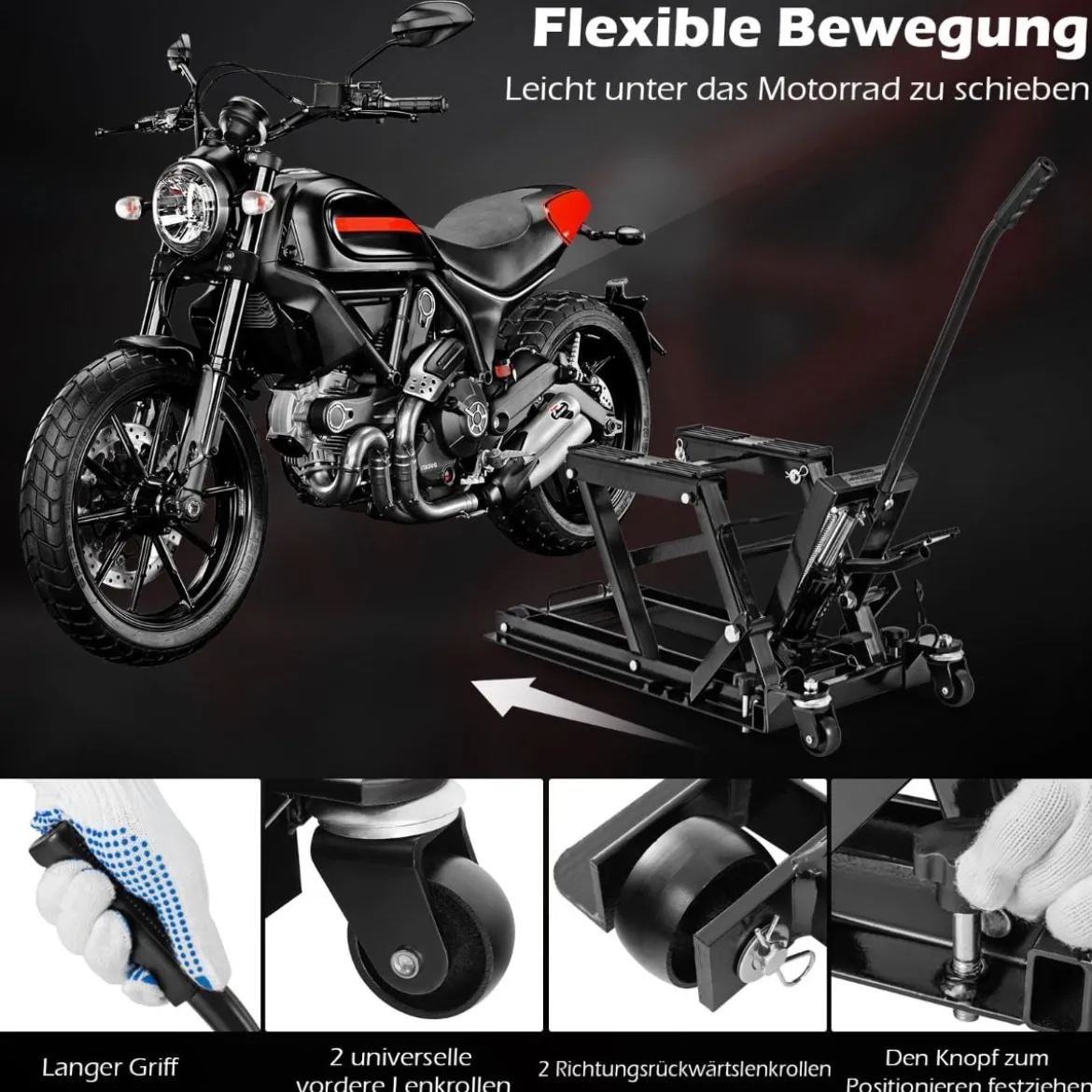 Motorrad Hebebühne bis zu 680kg 3-stufig Höhenverstellbarer Hydraulischer Motorradheber