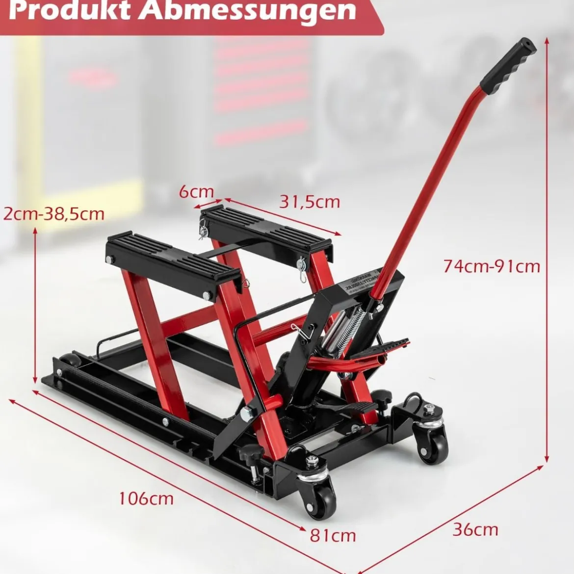 Motorrad Hebebühne bis zu 680kg 3-stufig Höhenverstellbarer Hydraulischer Motorradheber