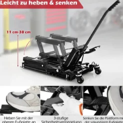 Motorrad Hebebühne bis zu 680kg 3-stufig Höhenverstellbarer Hydraulischer Motorradheber