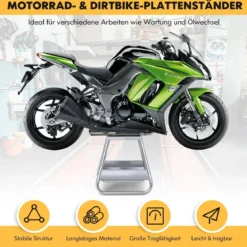Motorradständer hochbelastbarer Metallständer mit rutschfester Oberfläche Silber