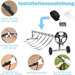 6,4 m Poolabdeckungs-Set mit Handkurbel und Rädern Pool Aufroller aus Aluminium Silber