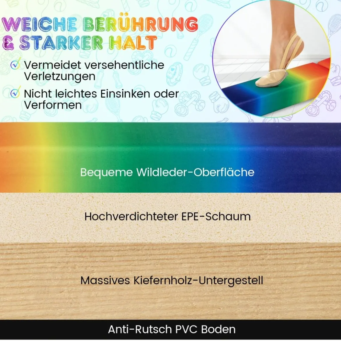 2,1M Schwebebalken Gymnastik Training Zusammenfaltbar Strapazierfähig Fitness