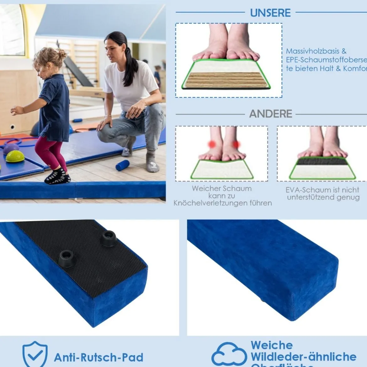 2,1M Schwebebalken Gymnastik Training Zusammenfaltbar Strapazierfähig Fitness
