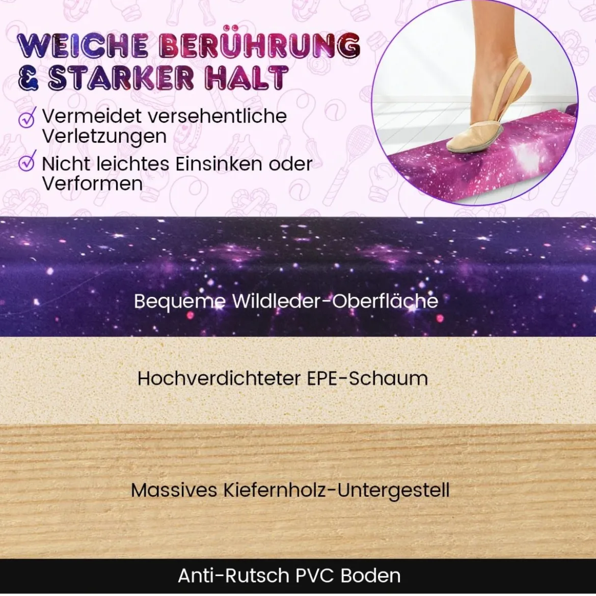 2,1M Schwebebalken Gymnastik Training Zusammenfaltbar Strapazierfähig Fitness
