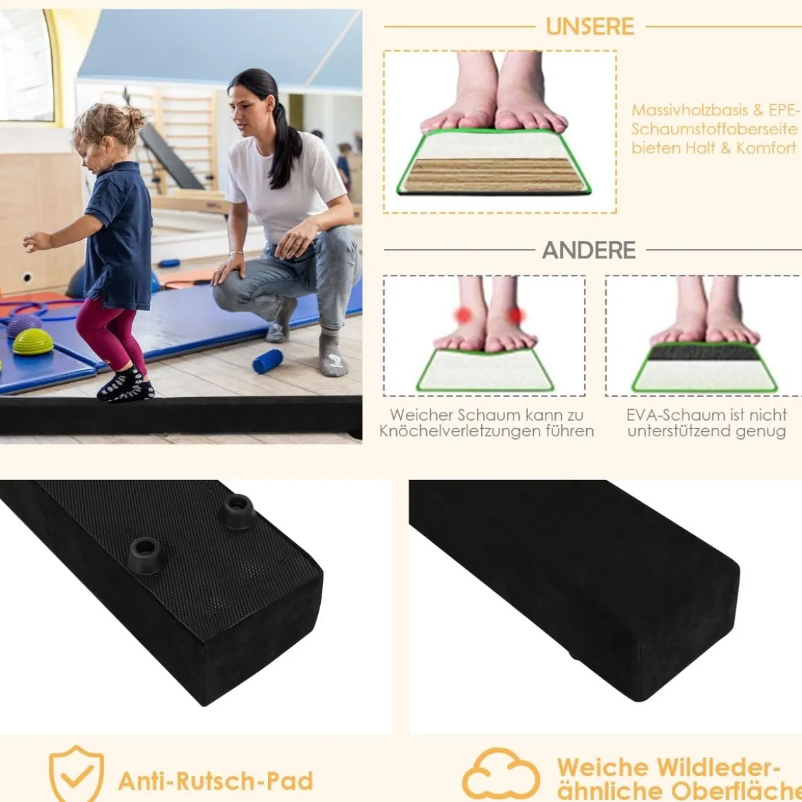 2,1M Schwebebalken Gymnastik Training Zusammenfaltbar Strapazierfähig Fitness