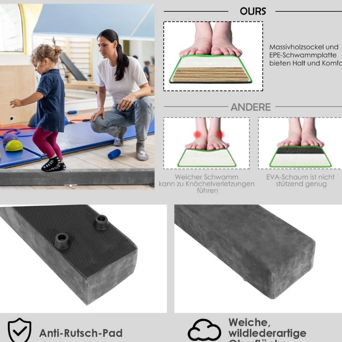 2,1M Schwebebalken Gymnastik Training Zusammenfaltbar Strapazierfähig Fitness