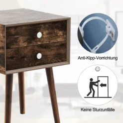 Multifunktionaler Nachtschrank mit Stauraum Nachttisch aus Holz 40 x 40 x 59,5 cm Braun
