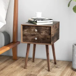 Multifunktionaler Nachtschrank mit Stauraum Nachttisch aus Holz 40 x 40 x 59,5 cm Braun