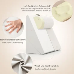Multifunktionales Keilkissen mit Kopfstütze Memory-Schaum-Rückenkissen 57 x 30 x 53 cm Gebrochenes Weiß