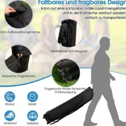 3 m x 3 m Großes Überdachungszelt Partyzelt mit Schrägen Beinen Grau