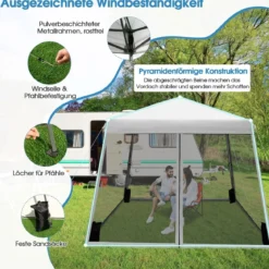 3 m x 3 m Großes Überdachungszelt Partyzelt mit Schrägen Beinen Grau