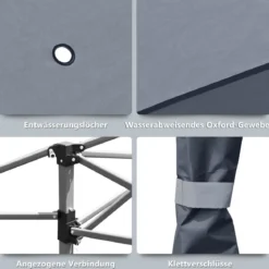 4 m x 4 m Großes Eventzelt Schattenspender mit 2-Stöckigem Dach Grau