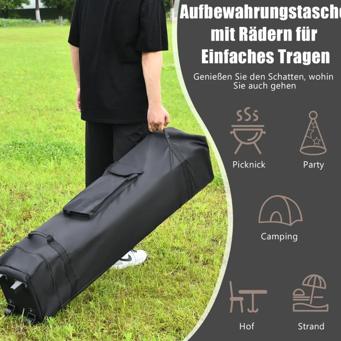 4 m x 4 m Großes Eventzelt Schattenspender mit 2-Stöckigem Dach Braun