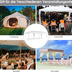 3 m x 6 m Partyzelt Wasserdichtes Strandzelt mit Seilen Weiß