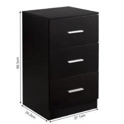 Nachttisch Aktenschrank mit 3 Schubladen Schubladencontainer Schwarz
