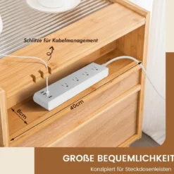 Nachttisch aus Bambus & Rattan mit Schublade Beistelltisch mit Verstecktem Stauraum Natur