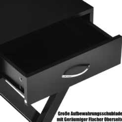 Nachttisch aus Holz Beistelltisch mit Schublade Nachtschrank Nachtkonsole Nachtkommode Schwarz