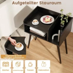 Nachttisch Beistelltisch mit offenem Fach Sofatisch mit Metallstützbeinen 50 x 32 x 58 cm
