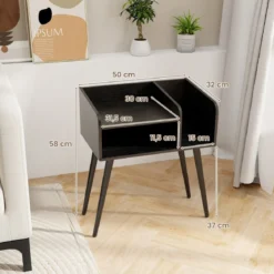 Nachttisch Beistelltisch mit offenem Fach Sofatisch mit Metallstützbeinen 50 x 32 x 58 cm