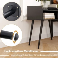 Nachttisch Beistelltisch mit offenem Fach Sofatisch mit Metallstützbeinen 50 x 32 x 58 cm
