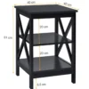 Nachttisch 3 Ebenen Beistelltisch 2 Pack Nachtschrank 40 x 40 x 61 cm Sofatisch Schwarz