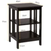 Nachttisch 3 Ebenen 2er Set Beistelltisch Nachtschrank Sofatisch Couchtisch für Schlafzimmer 40 x 40 x 61 cm Kaffe