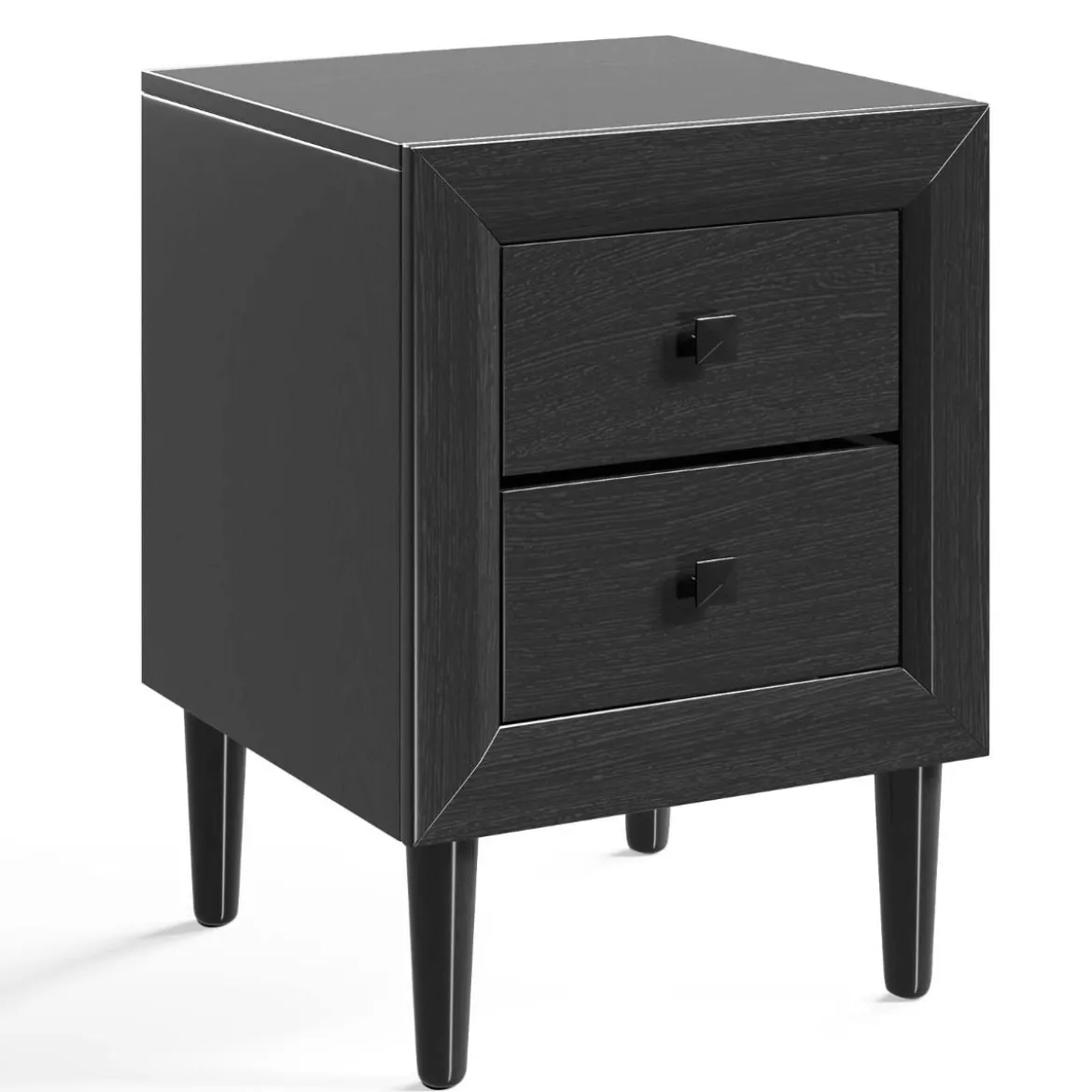 Nachttische Holz Beistelltisch mit 2 Schubladen Kaffeetisch modern Sofatisch Schwarz