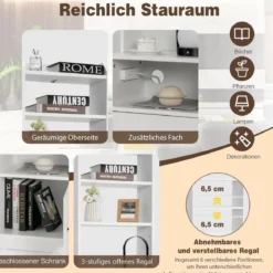 Nachttisch mit Ladefunktion Nachtschrank mit offenen Regalen und Schrank für Boxspringbett 45 x 36 x 140,5 cm Weiß