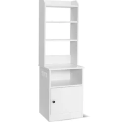 Nachttisch mit Ladefunktion & Offenen Regalen & Schrank für Boxspringbett Weiß