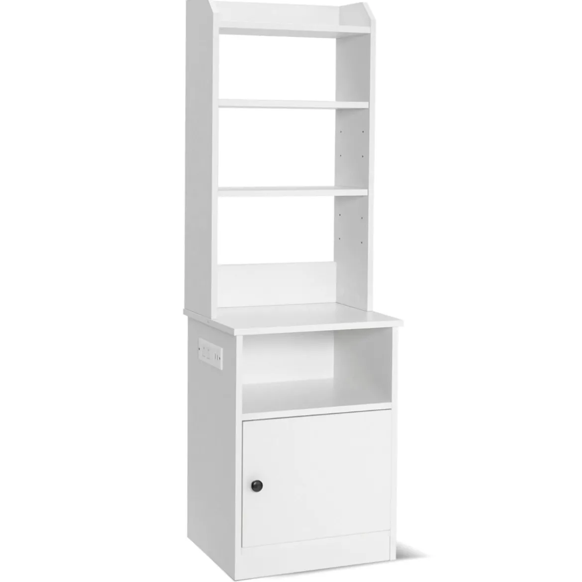 Nachttisch mit Ladefunktion & Offenen Regalen & Schrank für Boxspringbett Weiß