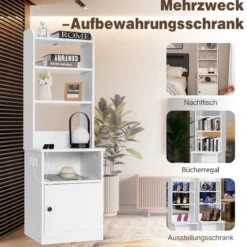 Nachttisch mit Ladefunktion & Offenen Regalen & Schrank für Boxspringbett Weiß