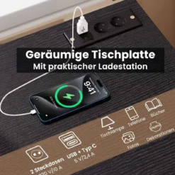 Nachttisch mit Ladestation moderner Nachtschrank mit 3 Aufbewahrungsschubladen Schwarz 38 x 35 x 66 cm