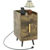 Nachttisch mit Ladestation schmaler Nachtschrank mit 2 Schubladen & USB-Anschlüssen 40 x 32 x 60 cm Rustikales Braun