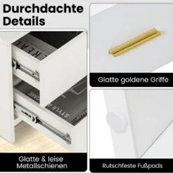 Nachttisch mit LED-Beleuchtung Nachtschrank Beistelltisch mit 2 Schubladen 50 x 40 x 58 cm Schwarz/Weiß