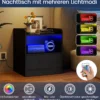 Nachttisch mit LED-Beleuchtung & Offenem Fach & Schublade Beistelltisch Nachtschrank Schwarz