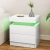 Nachttisch mit LED-Leuchten Nachtkommode mit 2 Schubladen moderner Beistelltisch Weiß
