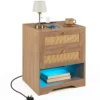 Nachttisch mit LED-Lichtern und Ladestation Beistelltisch Ratten mit Offenem Fach 50 x 40 x 60 cm