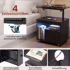 Nachttisch mit Rollen LED Nachtschrank mit Neigbarer Tischplatte Ladestation & Steckdosen Schwarz