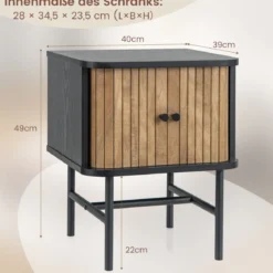Nachttisch mit Schiebetüren Nachtschrank mit Stauraum 40 x 39 x 49 cm Schwarz