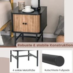 Nachttisch mit Schiebetüren Nachtschrank mit Stauraum 40 x 39 x 49 cm Schwarz