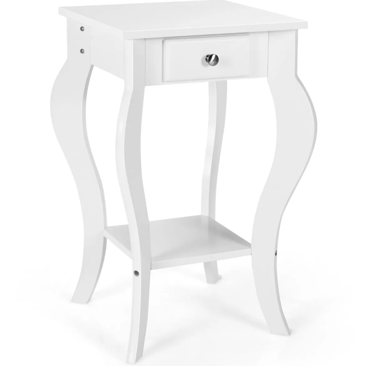 Nachttisch mit Schublade & Ablage Moderner Beistelltisch Nachtkommode 38,5 x 38,5 x 60 cm Weiß
