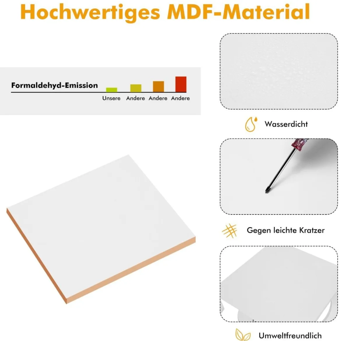 Nachttisch mit Schublade & Ablage Moderner Beistelltisch Nachtkommode 38,5 x 38,5 x 60 cm Weiß